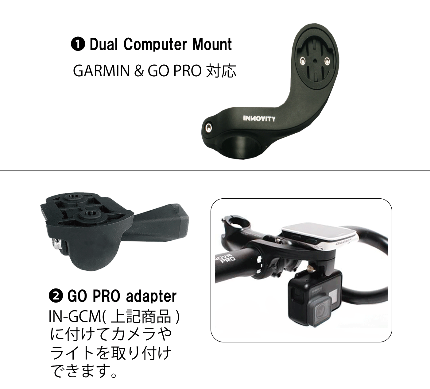 GARMIN・GO PRO用コンピュータマウント 